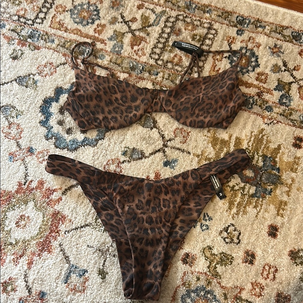 Elegant Brown Textured Bikini Set